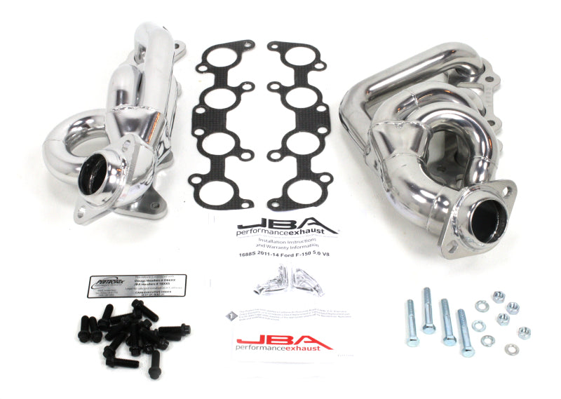 JBA 11-14 Ford F-150 5.0L Coyote 1-5/8in Primary Silver Ctd Cat4Ward Header Headers & Manifolds JBA