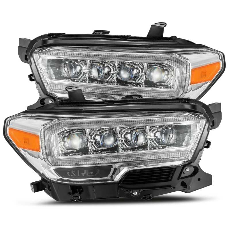 AlphaRex 16-20 Toyota Tacoma NOVA LED Projector Headlights Plank Style Chrome w/Activation Light Headlights AlphaRex