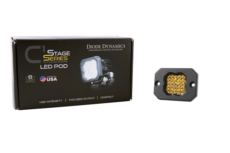 Diode Dynamics Stage Series C1 LED Pod Sport - Yellow Flood Flush ABL Each Light Accessories and Wiring Diode Dynamics
