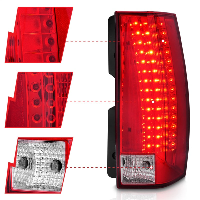 ANZO 2007-2014 Chevrolet Suburban LED Taillights Red/Clear - Escalade Look Tail Lights ANZO