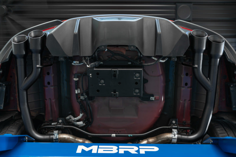 MBRP 18-20 Ford Mustang GT 2.5in Black Coated Non Active Dual Axle Back Exhaust - 4in Dual Wall Tips Axle Back MBRP