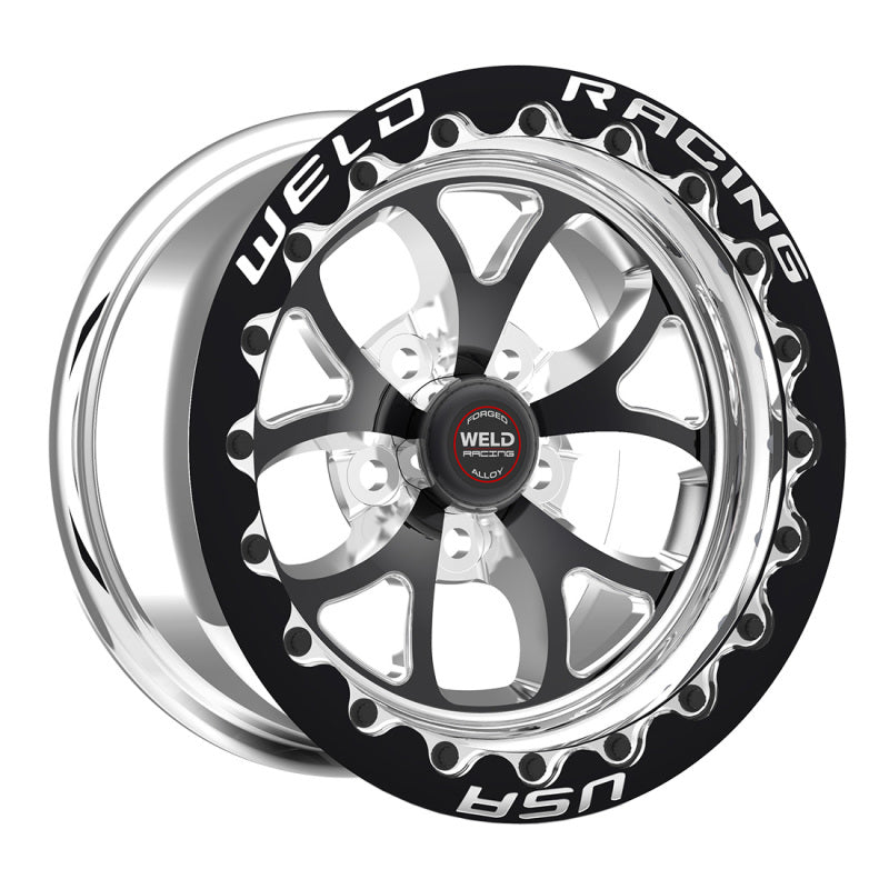 Weld S76 15x15.33 / 5x4.5 BP / 7.5in. BS Black Wheel (Medium Pad) - Black Single Beadlock MT Wheels - Forged Weld