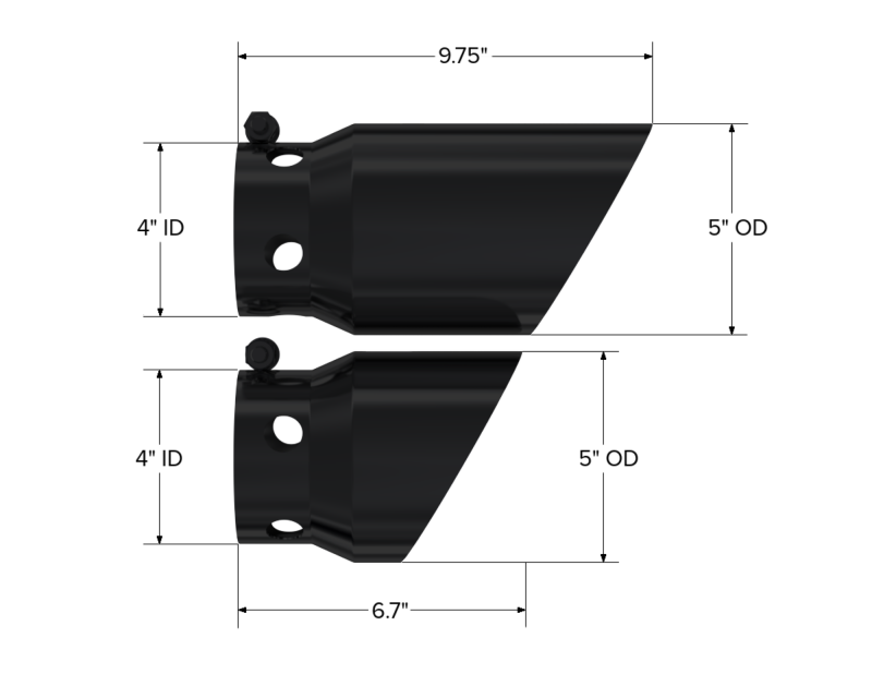 MBRP 2008+ Ford F250/350/450 6.4 L 4 inlet 5 Tip Cover Set - 6.75in and 9.75in Length - Black Tips MBRP