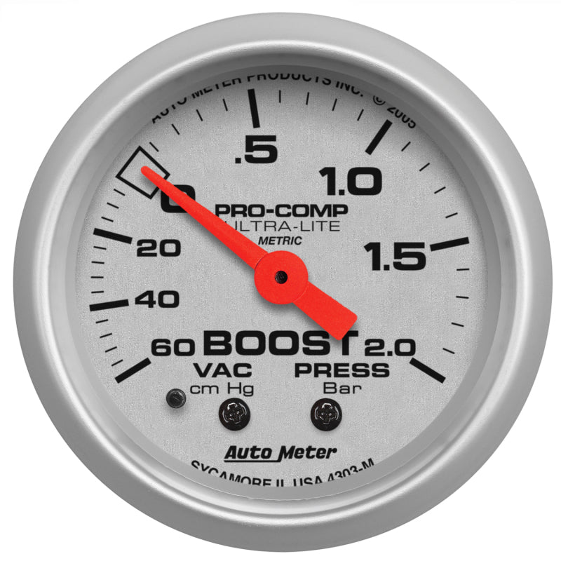Autometer Ultra-Lite 52mm 60cm/HG-2.0Bar Mechanical Vacuum/Boost Gauge Gauges AutoMeter