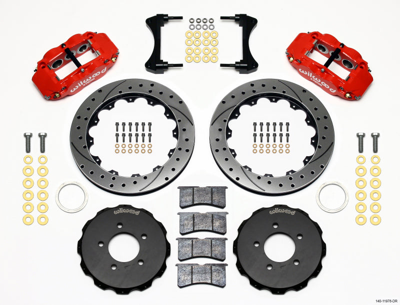 Wilwood Narrow Superlite 6R Front Hat Kit 12.88in Drill Red 2006-Up Civic / CRZ Big Brake Kits Wilwood