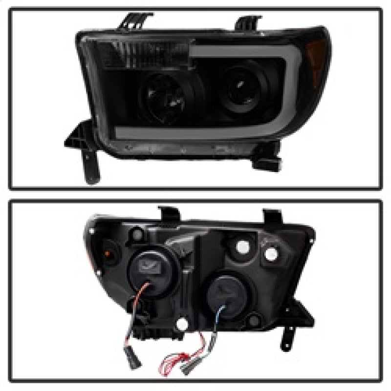 xTune Toyota Tundra 07-13 LED Light Bar Projector Headlights Black Smoked PRO-JH-TTU07-LED-BSM Headlights SPYDER