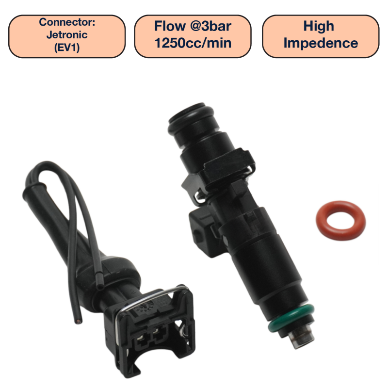DeatschWerks Universal 1250cc Single Fuel Injector / 60mm Length / 14mm O-Ring Seals Fuel Injectors - Single DeatschWerks