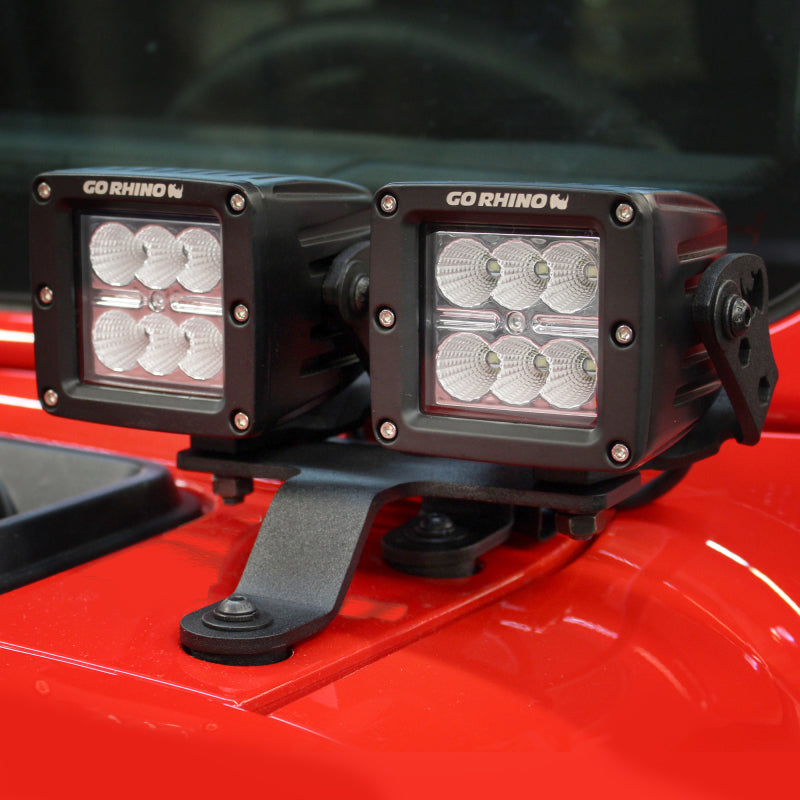 Go Rhino 18-20 Jeep Wrangler JL/JLU/Gladiator JT Light Mount - Two 3in Cubes Light Mounts Go Rhino