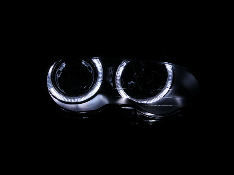 ANZO 2000-2003 BMW 3 Series E46 Projector Headlights w/ Halo Black Headlights ANZO