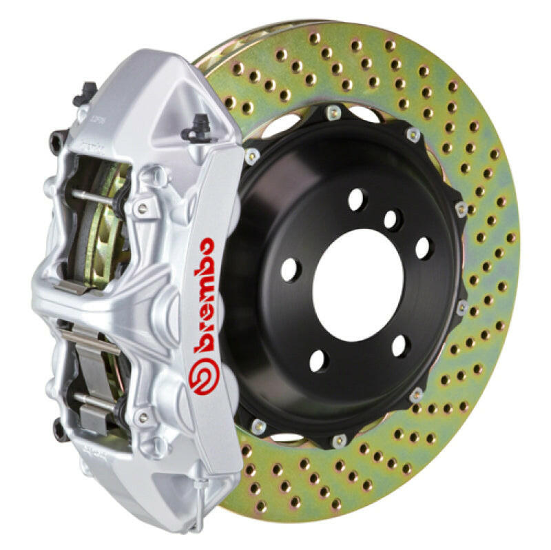 Brembo 05-09 F430 Excl CC Brakes Fr GT BBK 6Pis Cast 380x32 2pc Rotor Drilled-Silver Brake Kits - Performance Slot Brembo