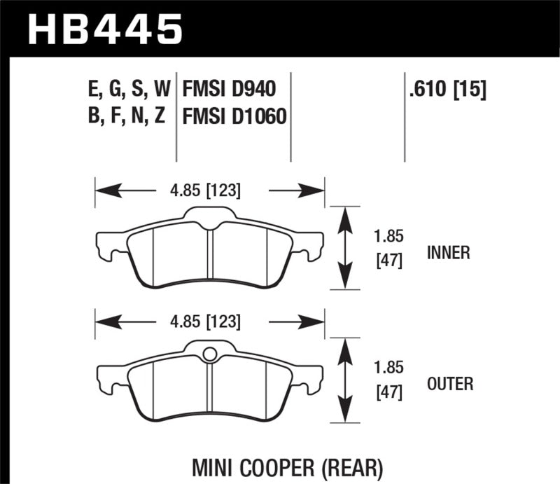 Hawk 02-06 Mini Cooper / Cooper S HP+ Street Rear Brake Pads Brake Pads - Performance Hawk Performance