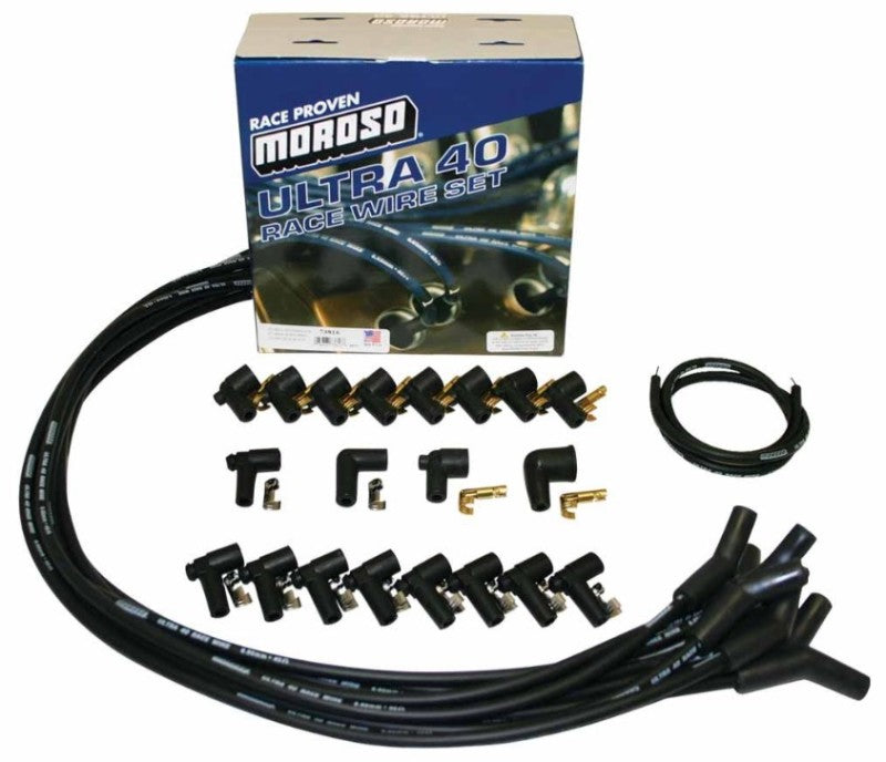 Moroso Universal Ignition Wire Set - Ultra 40 - Unsleeved - 135 Degree - Black Spark Plug Wire Sets Moroso