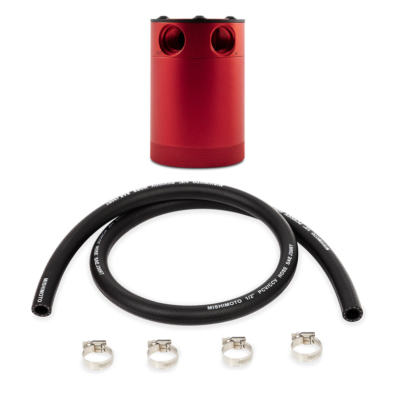 Mishimoto Compact Baffled Oil Catch Can - 2-Port - Red Oil Catch Cans Mishimoto