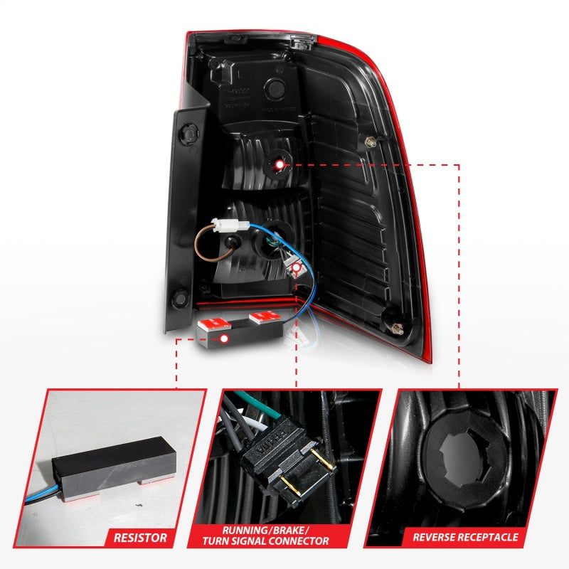 ANZO 07-17 For Expedition LED Taillights w/ Light Bar Chrome Housing Red/Clear Lens Tail Lights ANZO