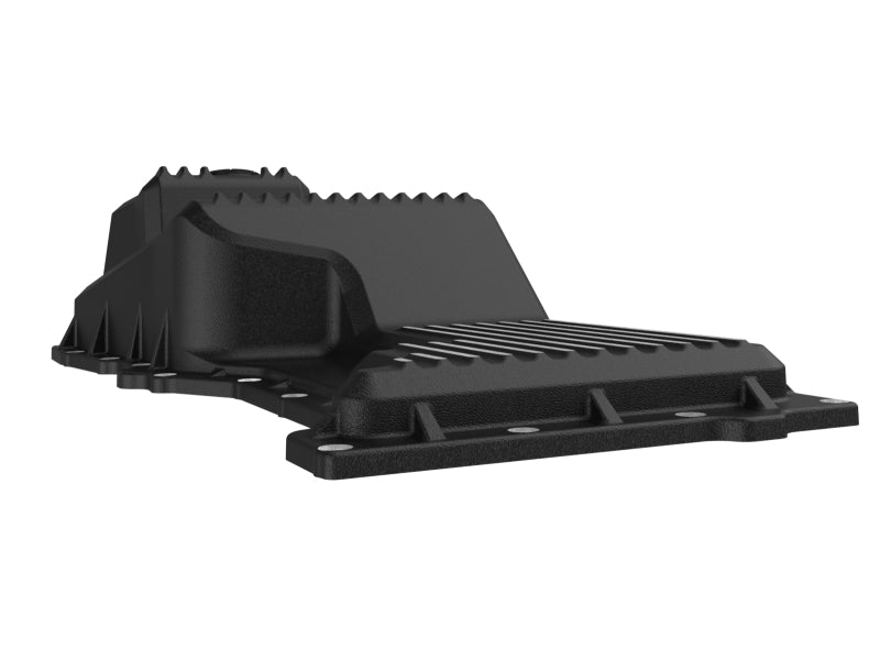 aFe 20-25 GM Trucks L6 3.0L Engine Oil Pan - Black w/ Machined Fins Diff Covers aFe