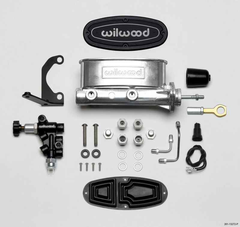 Wilwood HV Tandem M/C Kit w L/H Bracket & Prop Valve - 7/8in Bore Ball Burn.-W/Push Brake Master Cylinder Wilwood