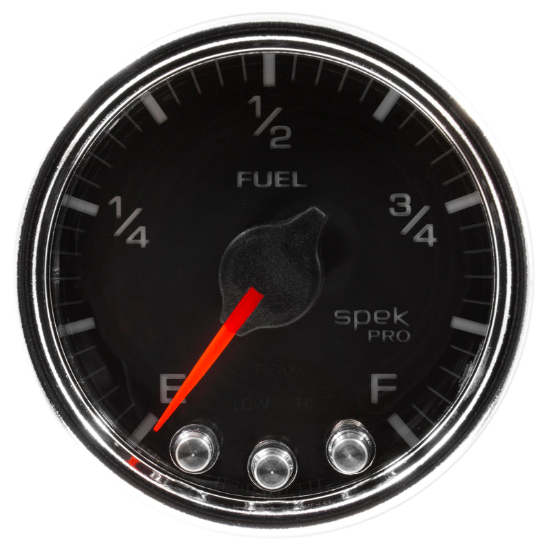 Autometer Spek-Pro Gauge Fuel Level 2 1/16in 0-270 Programmable Blk/Chrm Gauges AutoMeter