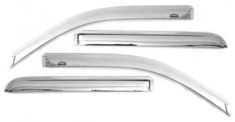 AVS 15-18 Cadillac Escalade Ventvisor Outside Mount Front & Rear Window Deflectors 4pc - Chrome Wind Deflectors AVS