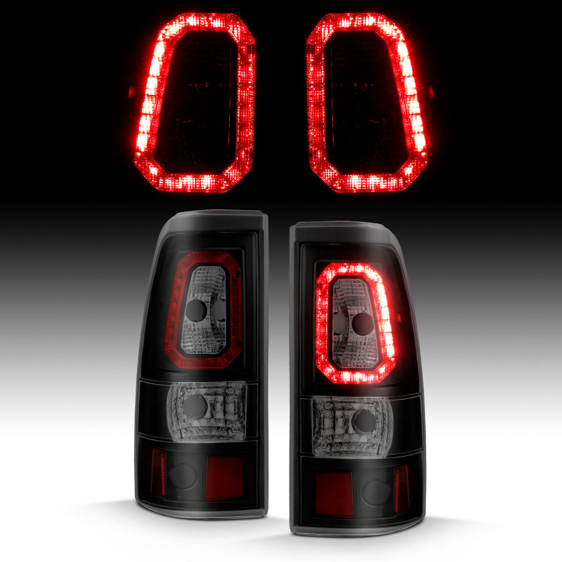 ANZO 2003-2006 Chevy Silverado 1500 LED Taillights Plank Style Black w/Smoke Lens Tail Lights ANZO
