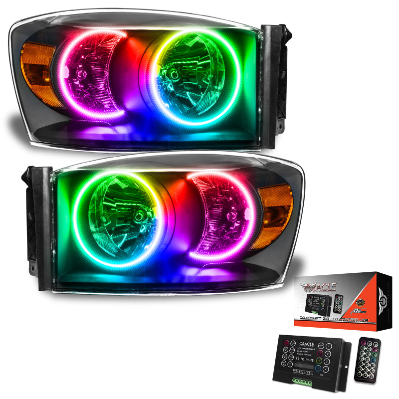 Oracle 07-08 Dodge Ram SMD HL - Black - ColorSHIFT w/ 2.0 Controller Headlights ORACLE Lighting