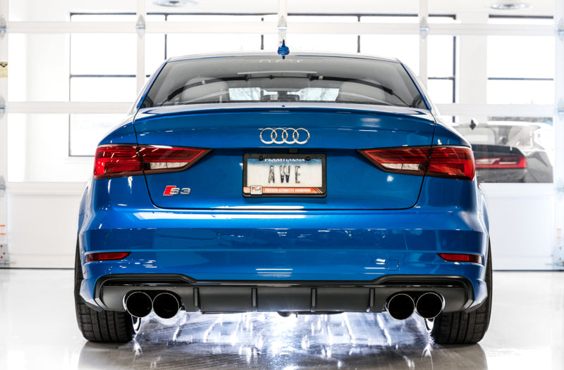 AWE Tuning Audi 8V S3 Track Edition Exhaust w/Chrome Silver Tips 102mm Catback AWE Tuning