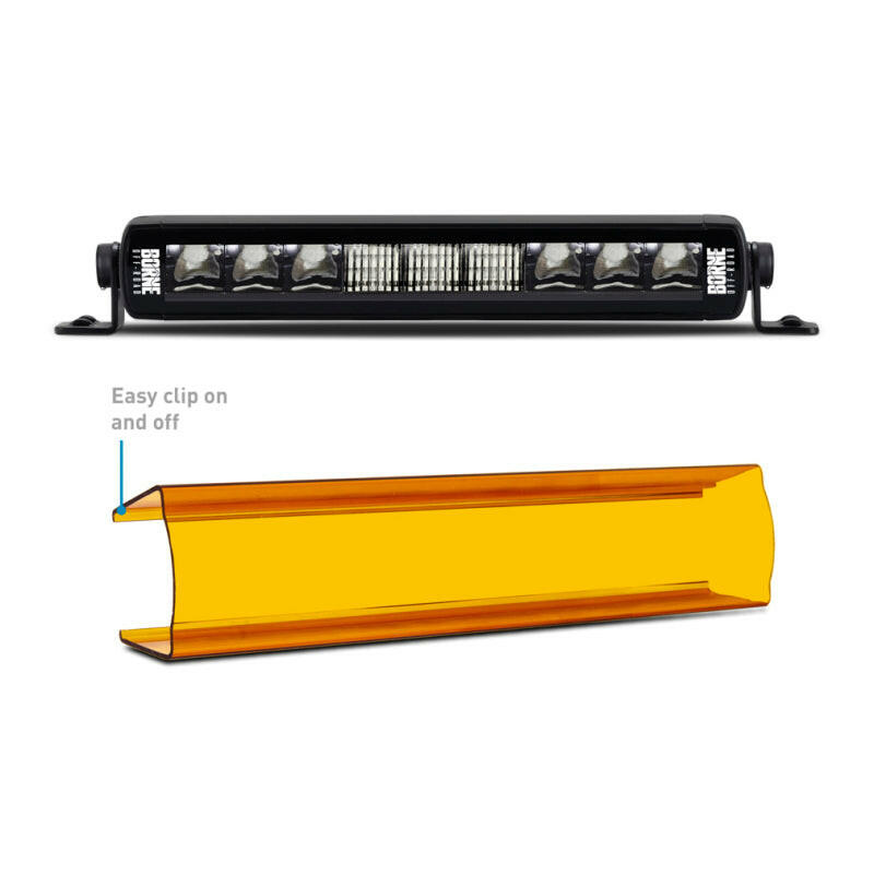 Borne Off-Road Light Bar Cover Single Row 10in Amber Light Covers and Guards Borne Off-Road