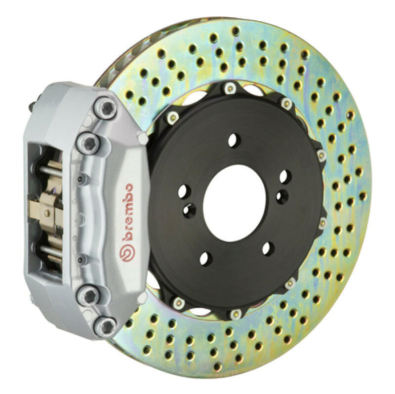 Brembo 03-08 SL500/SL550/09-12 SL550 Rear GT BBK 4 Piston Cast 2pc 328x28 2pc Rotor Drilled-Silver Brake Kits - Performance Slot Brembo