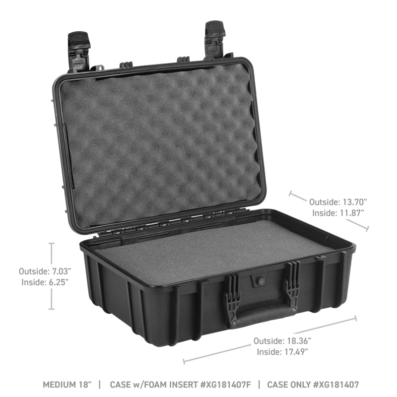 Go Rhino XVenture Gear Hard Case w/Foam - Medium 18in. / Lockable / IP67 - Tex. Black Cargo Boxes & Bags Go Rhino