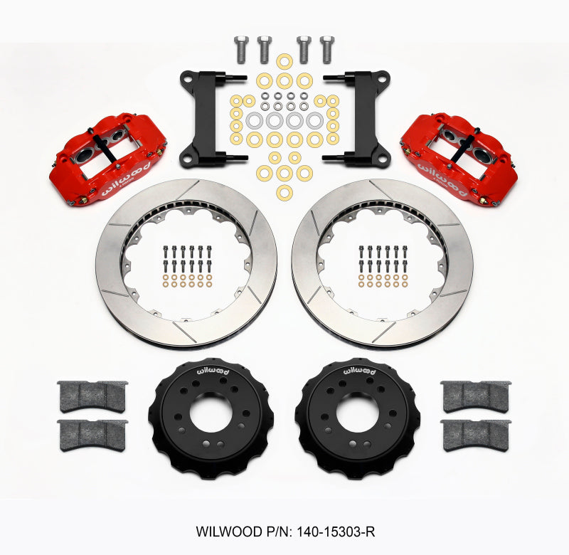 Wilwood Narrow Superlite 6R Front Hat Kit 13.06 Red 63-87 C10 w/ Wilwood Pro Spindles Big Brake Kits Wilwood