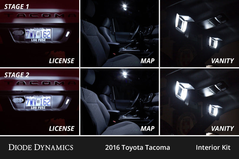 Diode Dynamics 05-15 Toyota Tacoma Interior LED Kit Cool White Stage 2 Dash & Interior Trim Diode Dynamics