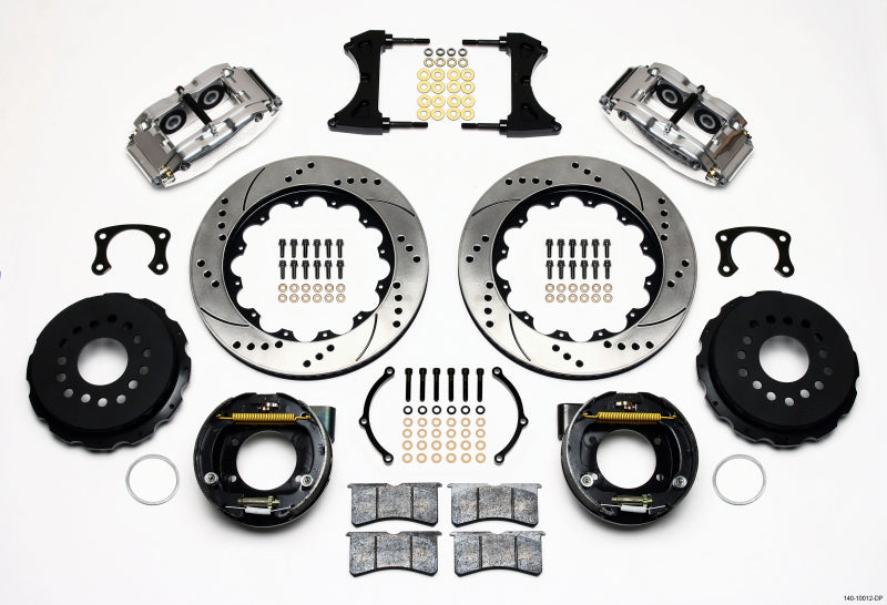 Wilwood Narrow Superlite 4R Rear P-Brk Kit 14.00in Drilled Polished New Big Ford 2.50in Offset Big Brake Kits Wilwood