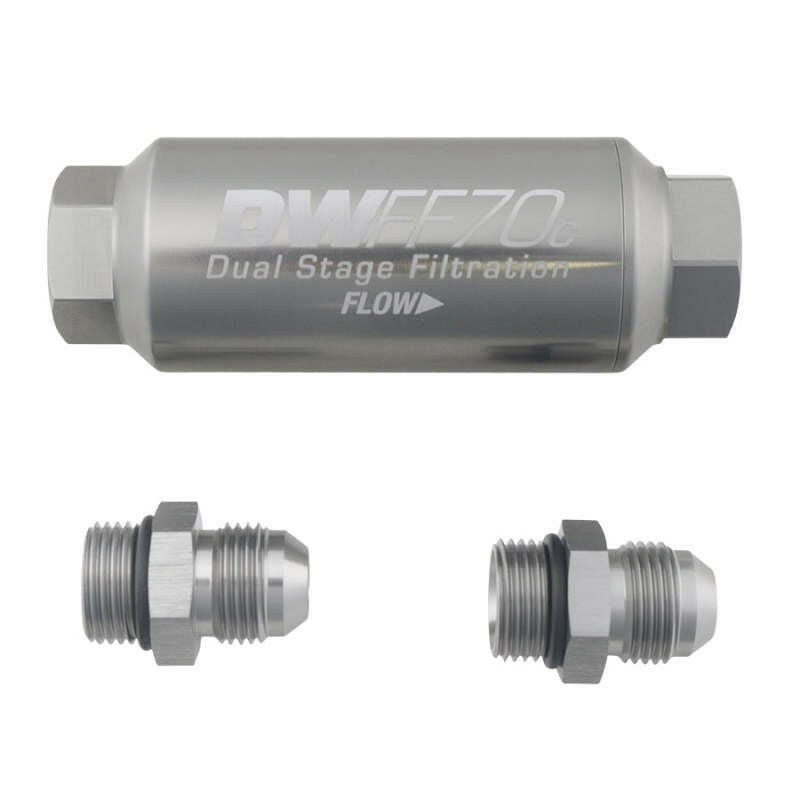 DeatschWerks 8AN 10 Micron 70mm Compact In-Line Fuel Filter Kit Fuel Filters DeatschWerks