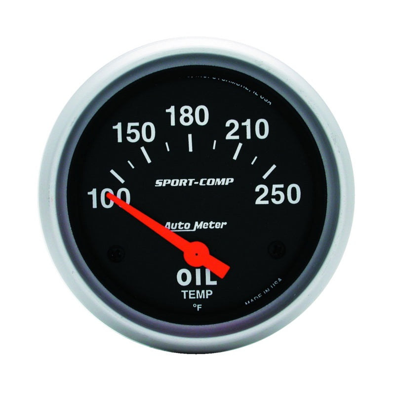 AutoMeter Gauge Oil Temp 2-5/8in. 100-250 Deg. F Electric Sport-Comp Gauges AutoMeter