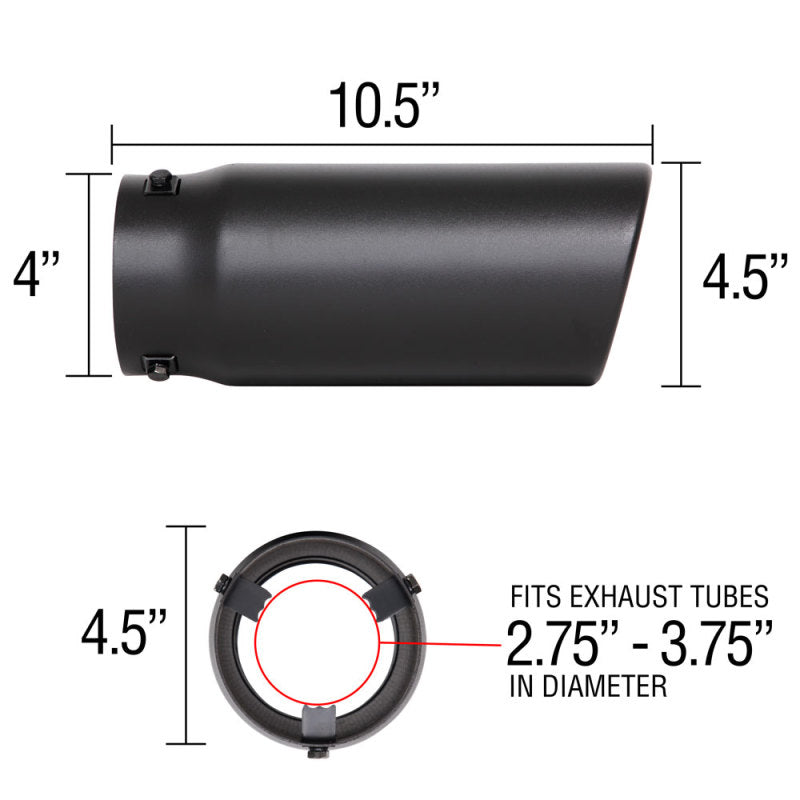 Spectre Exhaust Tip 4-1/2in. OD / Slant - Black Tips Spectre