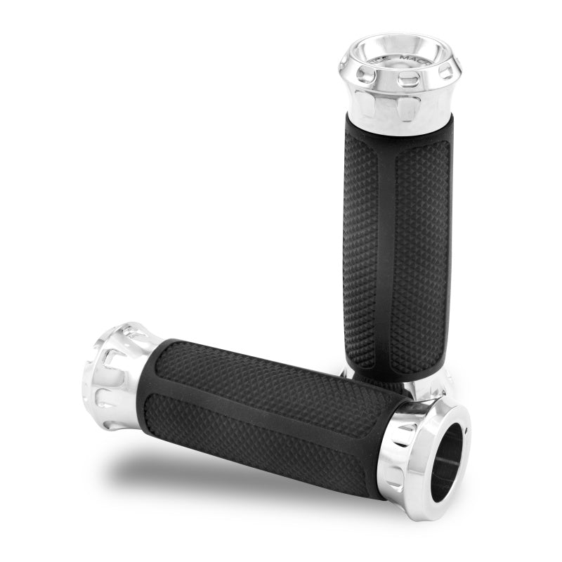 Performance Machine Handle Grip Set Overdrive - Chrome Grips Performance Machine