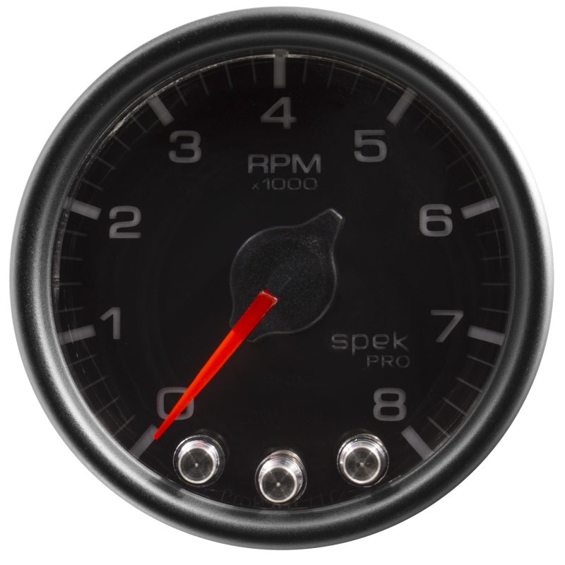 Autometer Spek-Pro Gauge Tach 2 1/16in 8K Rpm W/ Shift Light & Peak Mem Blk/Blk Gauges AutoMeter