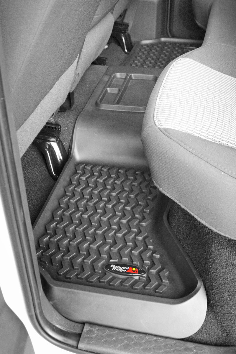 Rugged Ridge Floor Liner Rear Black 2002-2018 Dodge Ram 1500 Quad Cab Floor Mats - Rubber Rugged Ridge