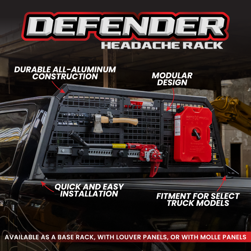 Gen-Y 20+ GMC GM 2500/3500 Defender Headache Rack/ 3-Louver Panels - Black Exterior Trim GEN-Y Hitch