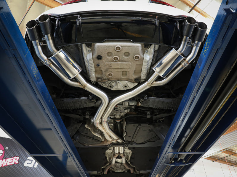 aFe 18-20 Audi RS5 Coupe MACH Force-Xp 3in to 2.5in 304 SS Axle-Back Exhaust System-Quad Carbon Tips Tips aFe