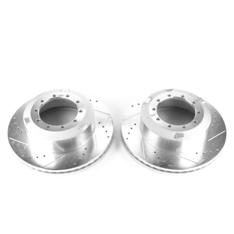 Power Stop 17-22 Ford F-550 Super Duty Rear Drilled & Slotted Rotor - Pair Brake Rotors - Slot & Drilled PowerStop