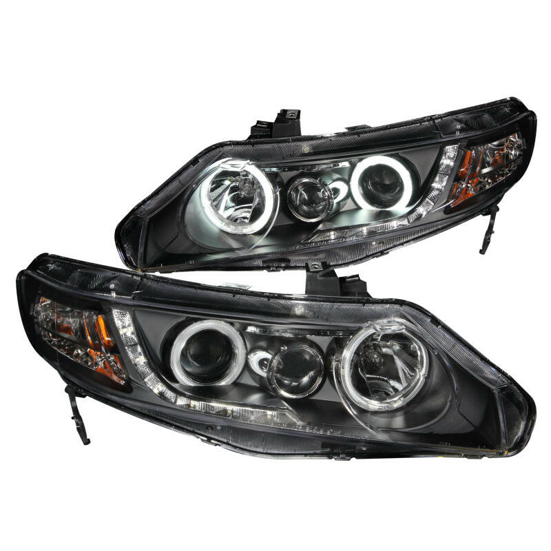 ANZO 2006-2011 Honda Civic Projector Headlights w/ Halo Black (CCFL) Headlights ANZO