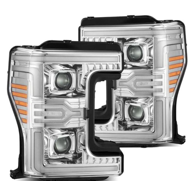 AlphaRex 17-19 Ford F-250/350/450/550 Super Duty LUXX-Series LED Proj Headlights Chrome w/SS & SBDRL Headlights AlphaRex
