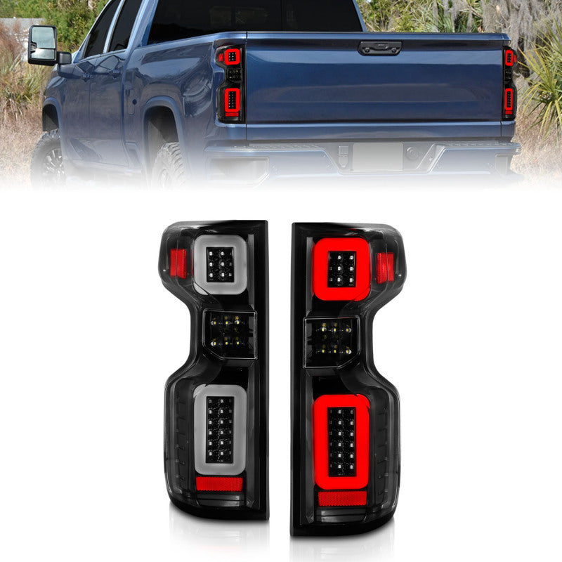 ANZO 19-21 Chevy Silverado Work Truck Full LED Taillights Blk Housing Clear Lens G2 (w/C light Bars) Tail Lights ANZO