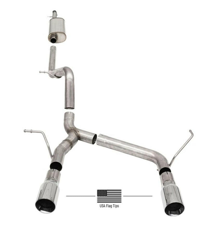 Corsa 2007-2018 Jeep Wrangler JKU 3.6L/3.8L 2.75in Sport Cat-Back Exhaust w/ 4in American Flag Tips Catback CORSA Performance