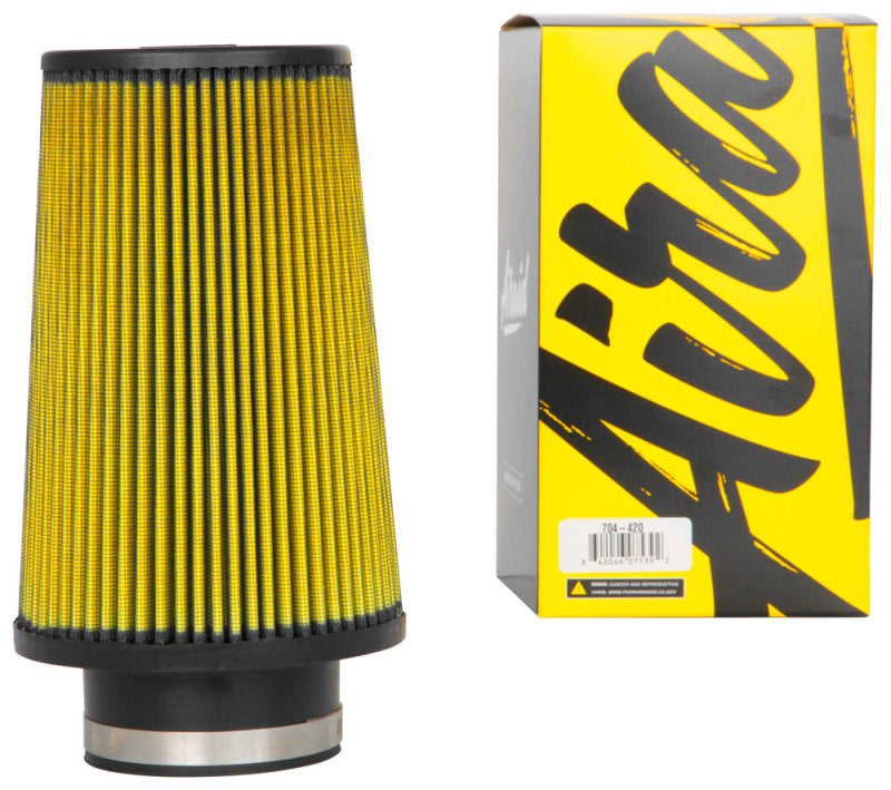 Airaid Universal Air Filter - Cone 3-1/2in Flange x 6in Base x 4-5/8in Top x 9in Height - Synthaflow Air Filters - Universal Fit Airaid