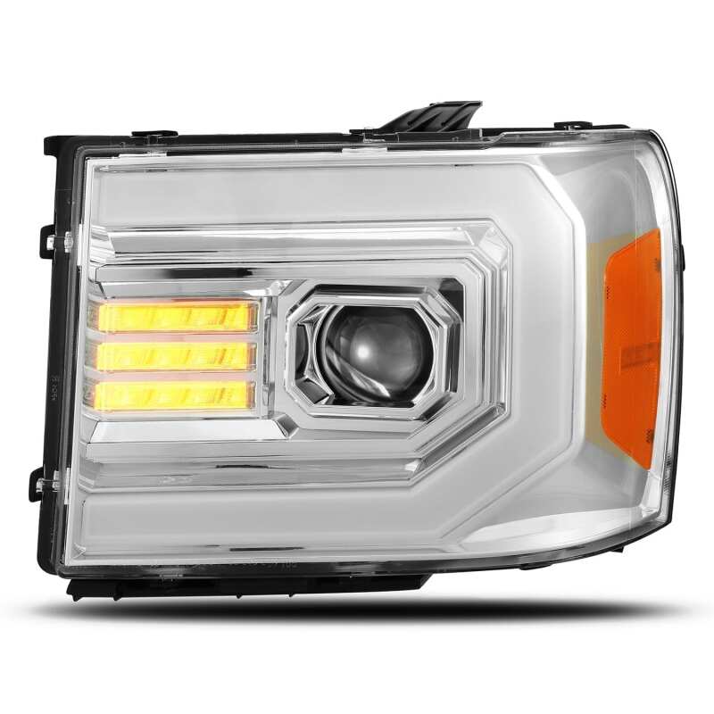 AlphaRex 07-13 GMC 1500HD PRO-Series Projector Headlights Plank Style Chrm w/Activ Light/Seq Signal Headlights AlphaRex
