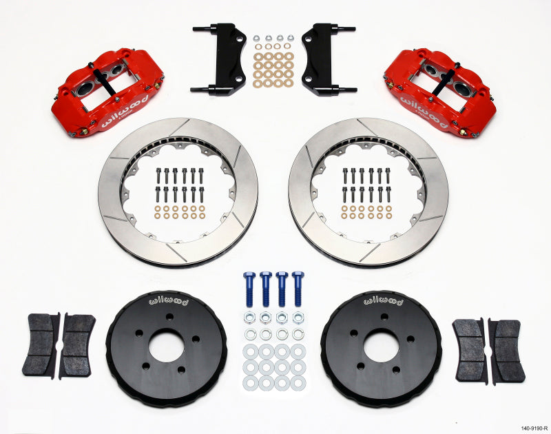 Wilwood Narrow Superlite 6R Front Hat Kit 13.06in Red Nissan 350Z/Fiti G35 Big Brake Kits Wilwood