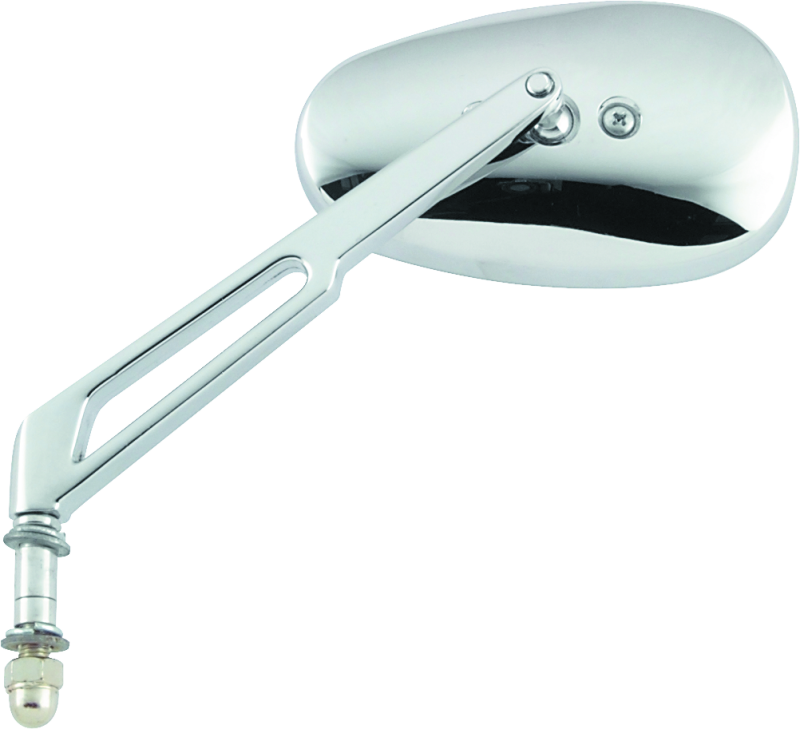 BikeMaster Harley Highrise Mirror 6-1/16in Stem - Each - Chrome Side Mirrors BikeMaster