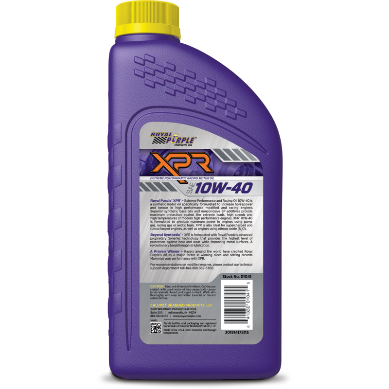 Royal Purple XPR Synthetic Extreme Performance 10W-40 Racing Oil - 1 Quart Motor Oils Royal Purple