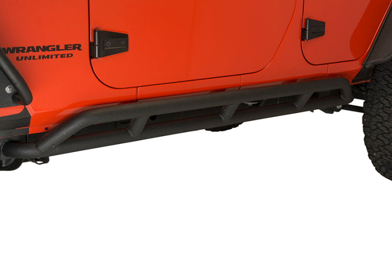 Fishbone Offroad 07-18 Jeep JK 4 Door Wrangler JK Steel Rock Sliders - Blk Textured Powdercoat Steps Fishbone Offroad